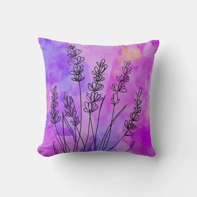 Abstract Lavender Watercolor Throw Pillow (Front)