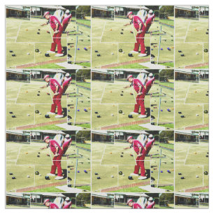 Abstract Lawn Bowlers Playing Lawn Bowls, Fabric