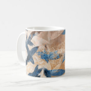 Abstract Layered Leaves - Blue and Neutral Coffee Mug