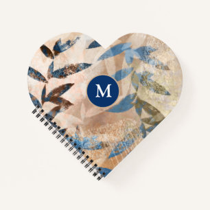 Abstract Layered Leaves - Blue and Neutral Notebook