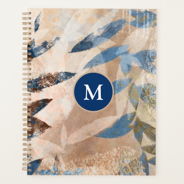 Abstract Layered Leaves - Blue and Neutral Planner (Front)