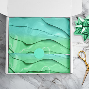 Abstract Layered Tie Dyeing Aqua Green Craft Tissue Paper