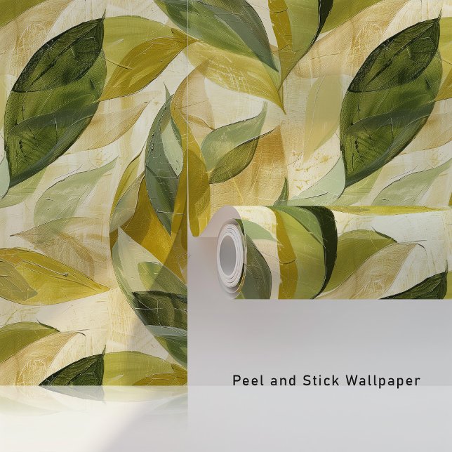 Abstract Leaf Brushstroke Peel & Stick Wallpaper (Creator Uploaded)