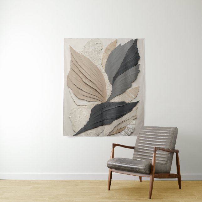 Abstract Leaf Collage Neutral Tones Boho  Tapestry (In Situ)
