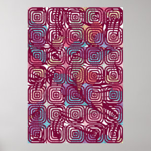 Abstract leaf colourful vintage illustration desig poster