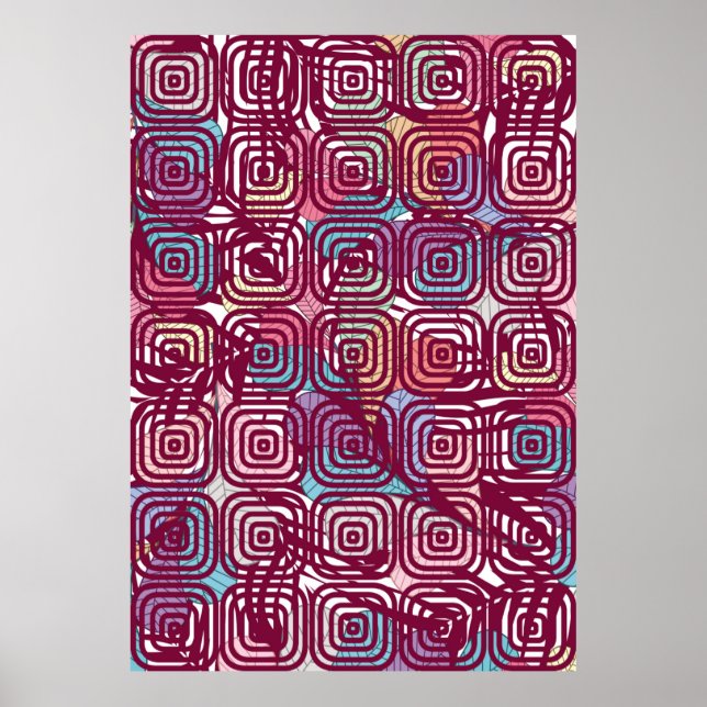 Abstract leaf colourful vintage illustration desig poster (Front)
