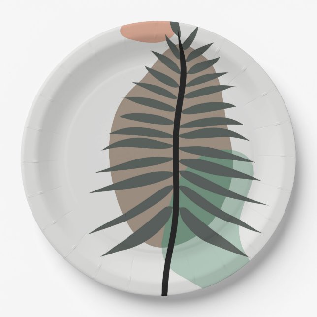 Abstract leaf design  paper plate (Front)