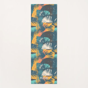 Abstract Leaf Pattern custom monogram yoga mat