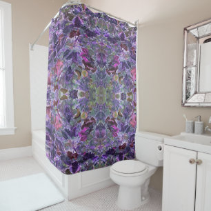 Abstract Leaf Pattern Purple Shower Curtain