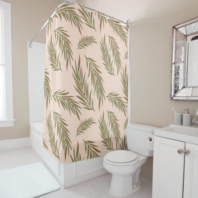 Abstract Leaf Pattern Shower Curtain (In Situ)
