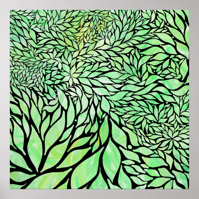 Abstract leaf textured leaf design canvas print (Front)
