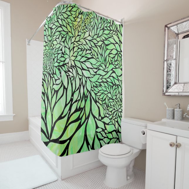 Abstract leaf textured leaf design shower curtain (In Situ)