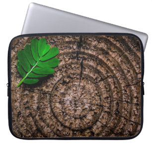 Abstract leaf tree stump green laptop sleeve