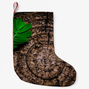 Abstract leaf tree stump green small christmas stocking