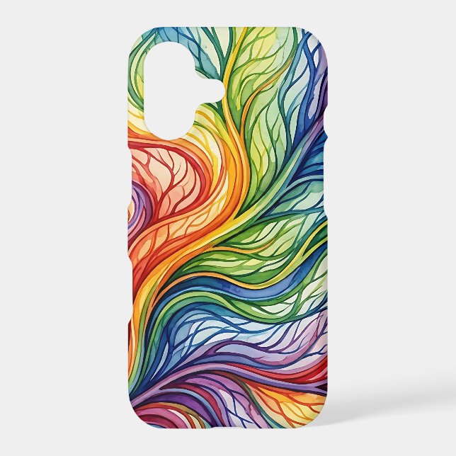 Abstract Leaf Vein Rainbow iPhone Cases (Back)
