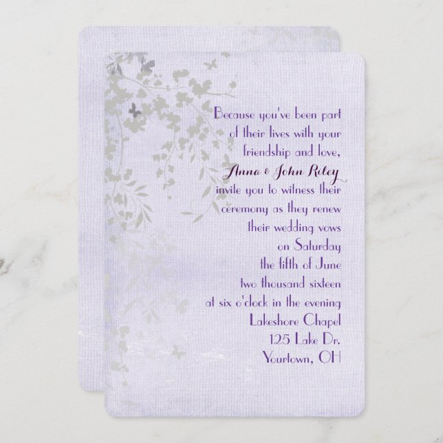 Abstract Leaf Wedding Vow Renewal Invitation (Front/Back)