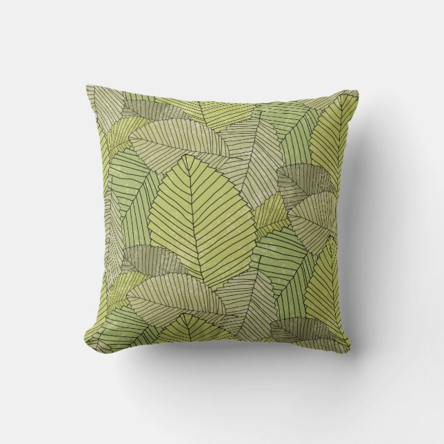 Abstract leafs pattern colorful cushion (Front)