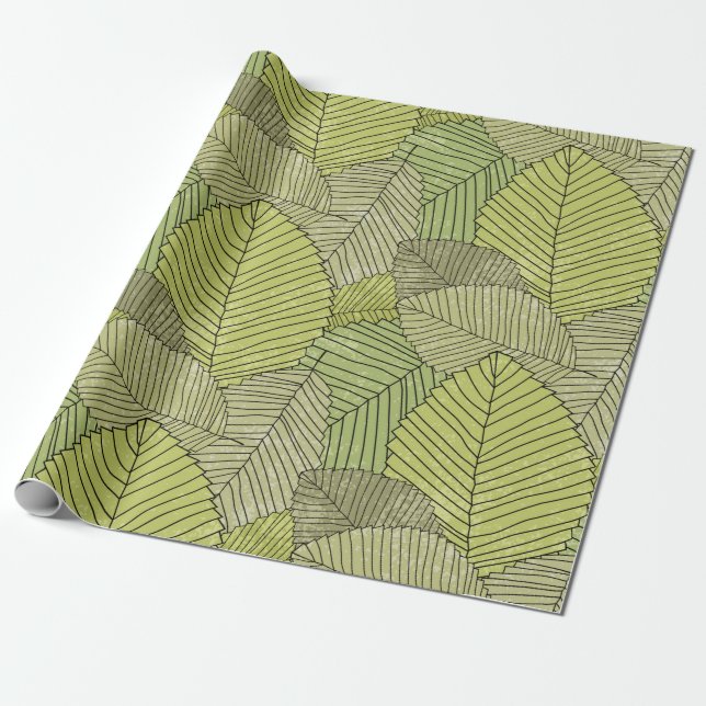 Abstract leafs pattern colorful wrapping paper (Unrolled)