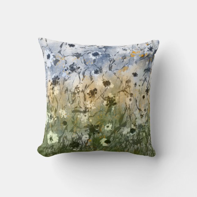 Abstract  leaves and flowers wild garden  cushion (Front)
