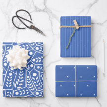 Abstract Leaves Blue Modern Shapes Wrapping Paper 