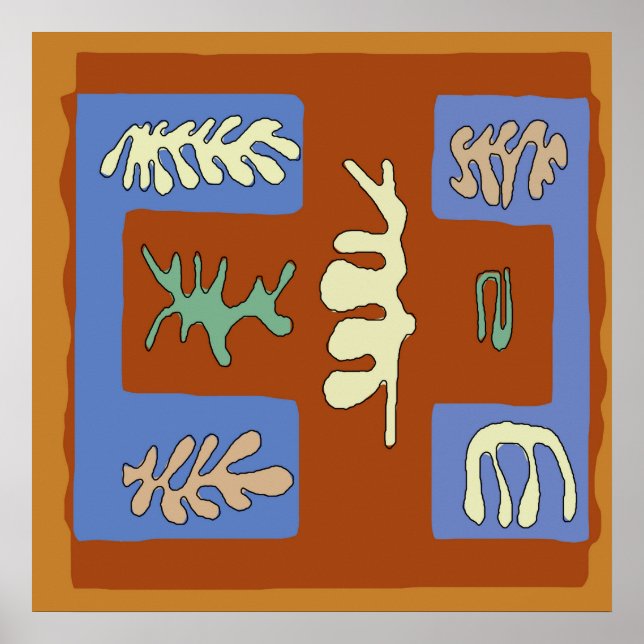 Abstract Leaves Brown Field Poster (Front)