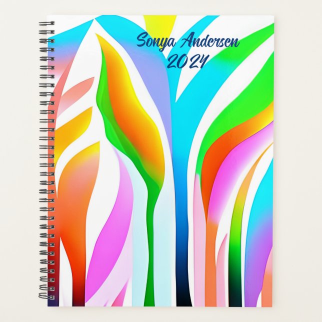 Abstract Leaves in Multicolored Pastels Planner (Front)