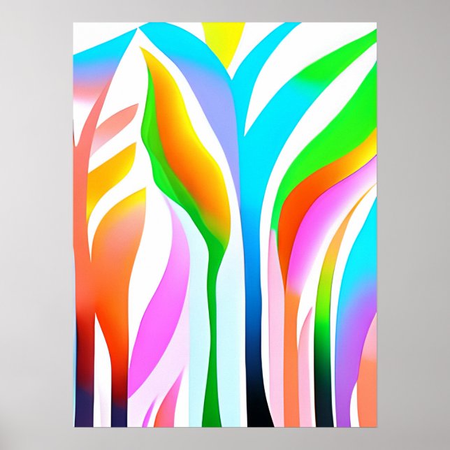 Abstract Leaves in Multicolored Pastels   Poster (Front)