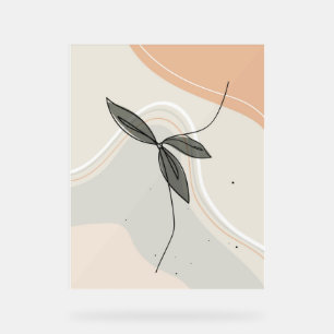 Abstract leaves line art background acrylic sign