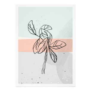 Abstract leaves line art photo print