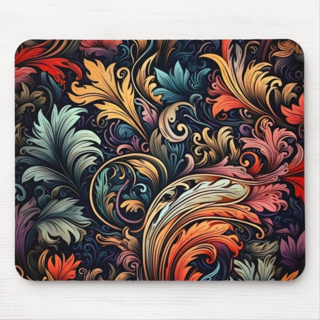 Abstract Leaves Pattern Colour Mouse Pad (Front)