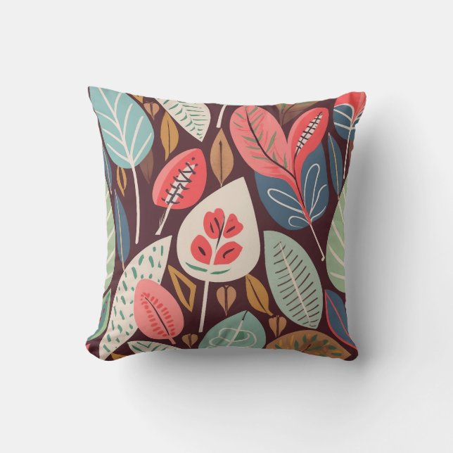 Abstract Leaves Pattern Cushion (Front)