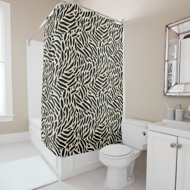 Abstract Leaves Pattern Shower Curtain (In Situ)