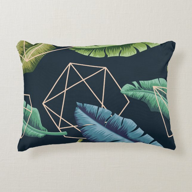 Abstract Leaves: Polygonal Line Seamless. Decorative Cushion (Front)