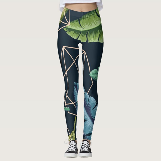 Abstract Leaves: Polygonal Line Seamless. Leggings (Front)