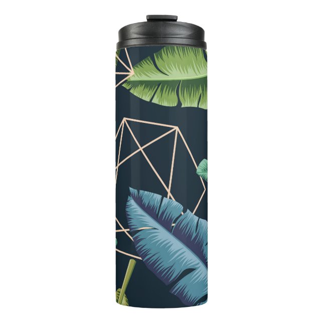 Abstract Leaves: Polygonal Line Seamless. Thermal Tumbler (Front)