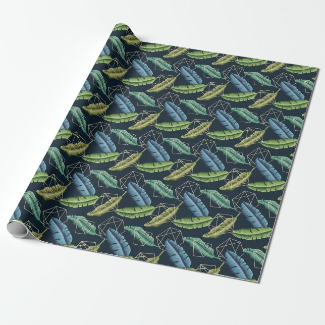Abstract Leaves: Polygonal Line Seamless. Wrapping Paper (Unrolled)