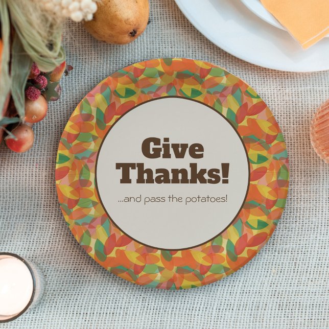 Abstract Leaves Thanksgiving Paper Plate (Creator Uploaded)