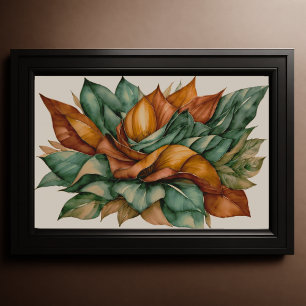 Abstract Leaves Watercolor 3:2 Poster