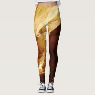 Abstract Leggings, Brown and Gold with Name Leggings