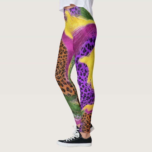 abstract leggins,leopard leggins leggings (Left)