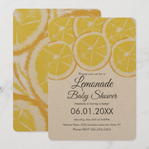Abstract Lemon Citrus Lemonade Baby Shower Kraft Invitation