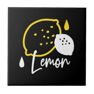 Abstract Lemon Illustration – Fresh Citrus Art Ceramic Tile