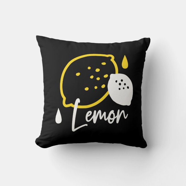 Abstract Lemon Illustration – Fresh Citrus Art Cushion (Front)