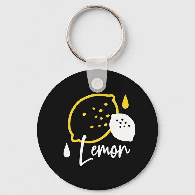 Abstract Lemon Illustration – Fresh Citrus Art Key Ring (Front)
