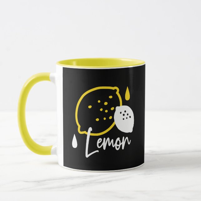 Abstract Lemon Illustration – Fresh Citrus Art Mug (Left)