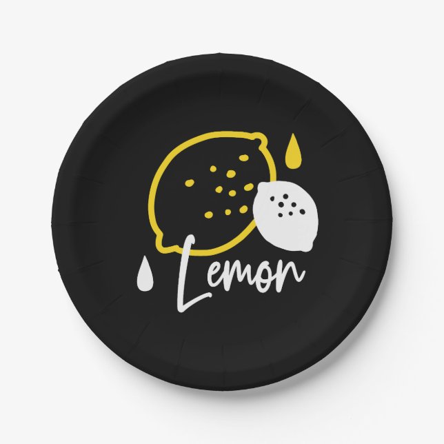 Abstract Lemon Illustration – Fresh Citrus Art Paper Plate (Front)