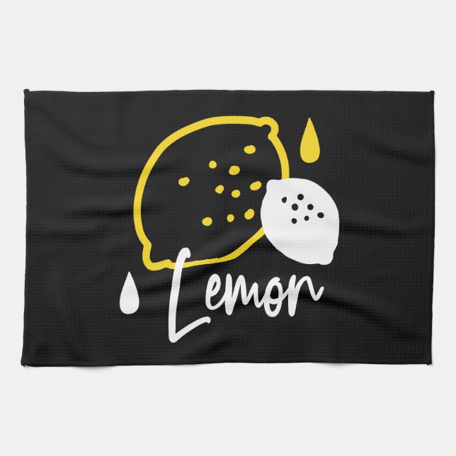 Abstract Lemon Illustration – Fresh Citrus Art Tea Towel (Horizontal)