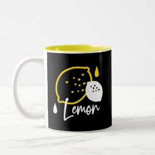 Abstract Lemon Illustration – Fresh Citrus Art Two-Tone Coffee Mug