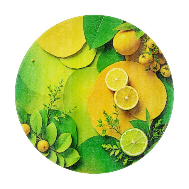 Abstract Lemon Lime Nature Art Cutting Board (Front)