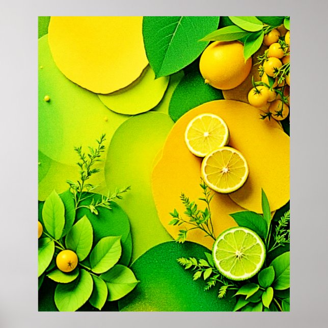 Abstract Lemon Lime Nature Art Poster (Front)